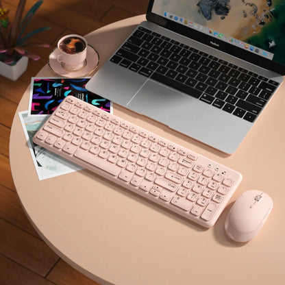Fashion Wireless Keyboard and Mouse Combo Gamer Silent Keyboards Mouse Set Ultra Thin Office PC Ergonomic Gaming Pink Keypad