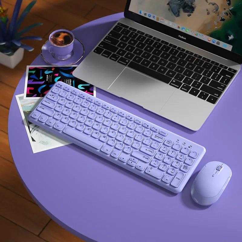 Fashion Wireless Keyboard and Mouse Combo Gamer Silent Keyboards Mouse Set Ultra Thin Office PC Ergonomic Gaming Pink Keypad